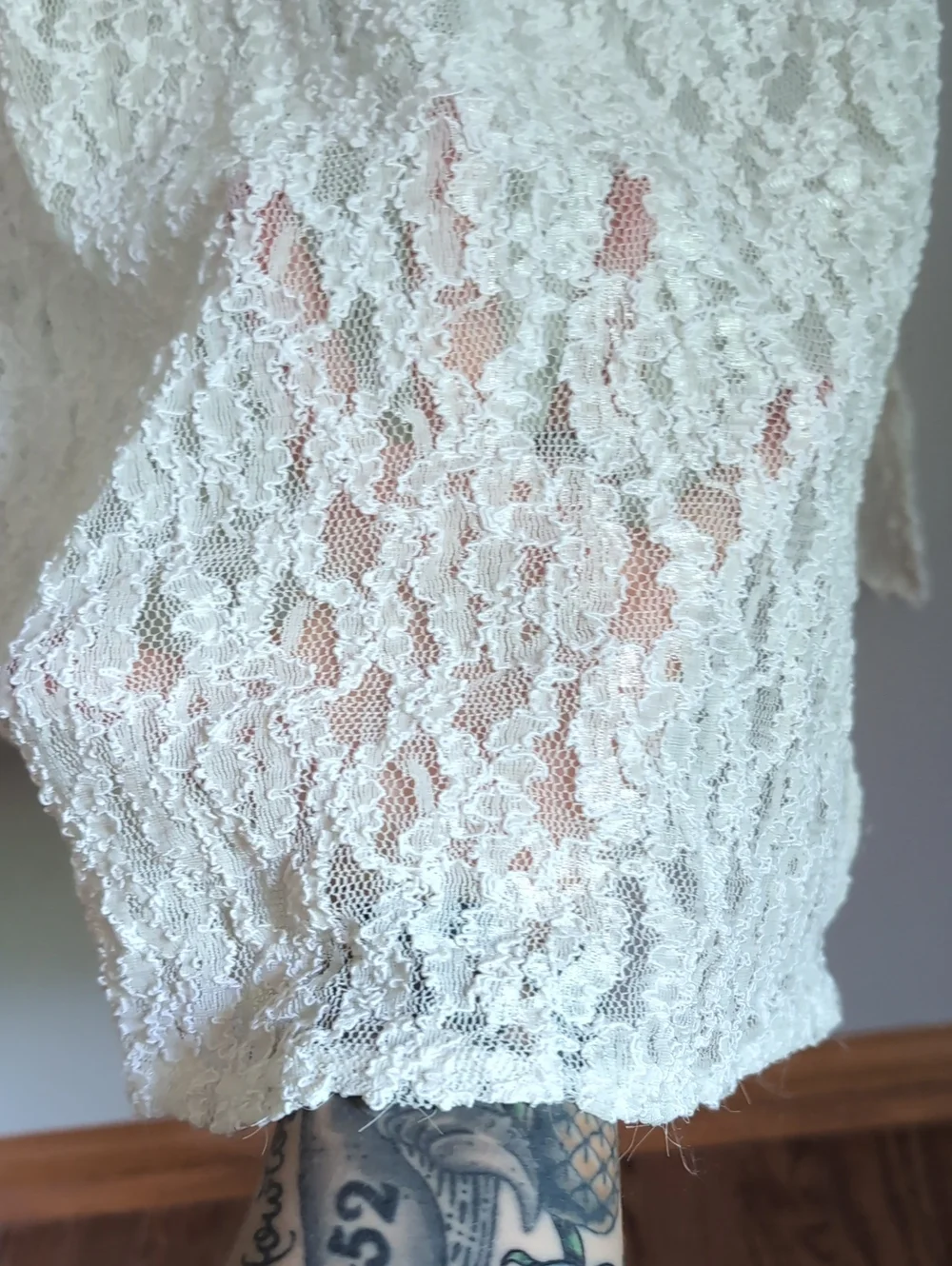 90s Vintage Victoria's Secret Gold Label Sheer Ivory Lace Maxi Dress Size Large